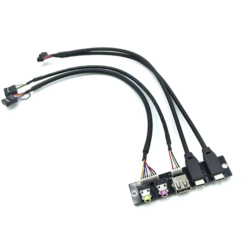 Maoye USB3.0 Type C Female End 20pin HD AUDIO Jack Computer Front Panel Cable PVC Jacket 60cm Tinned Copper 3A Fast Charging