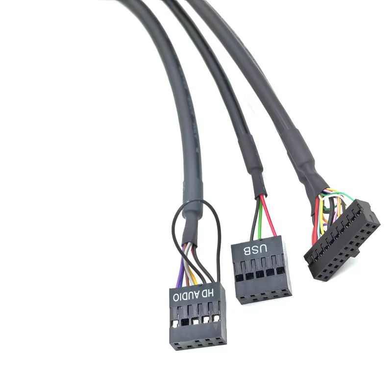 Maoye USB3.0 Type C Female End 20pin HD AUDIO Jack Computer Front Panel Cable PVC Jacket 60cm Tinned Copper 3A Fast Charging