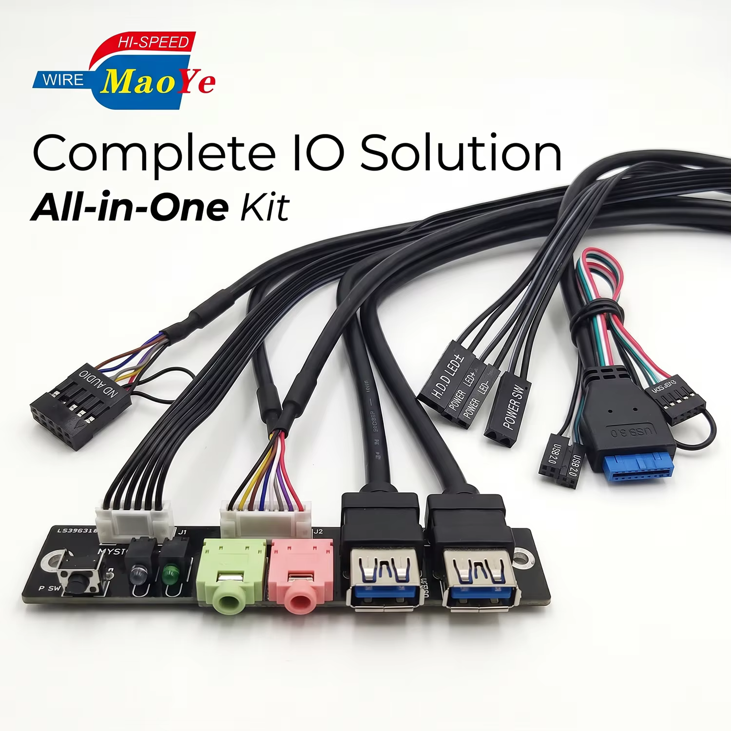 Dual USB 3.0 PVC Front Panel Expansion Module HD Audio Mic Headphone Power Switch for Desktop PC Server Workstation