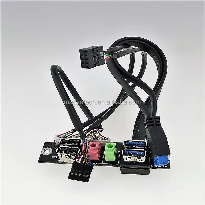 Dual USB2.0 + USB3.0 + HD I/O Audio Port PC Computer Case Front Panel Cable for Video Game Player