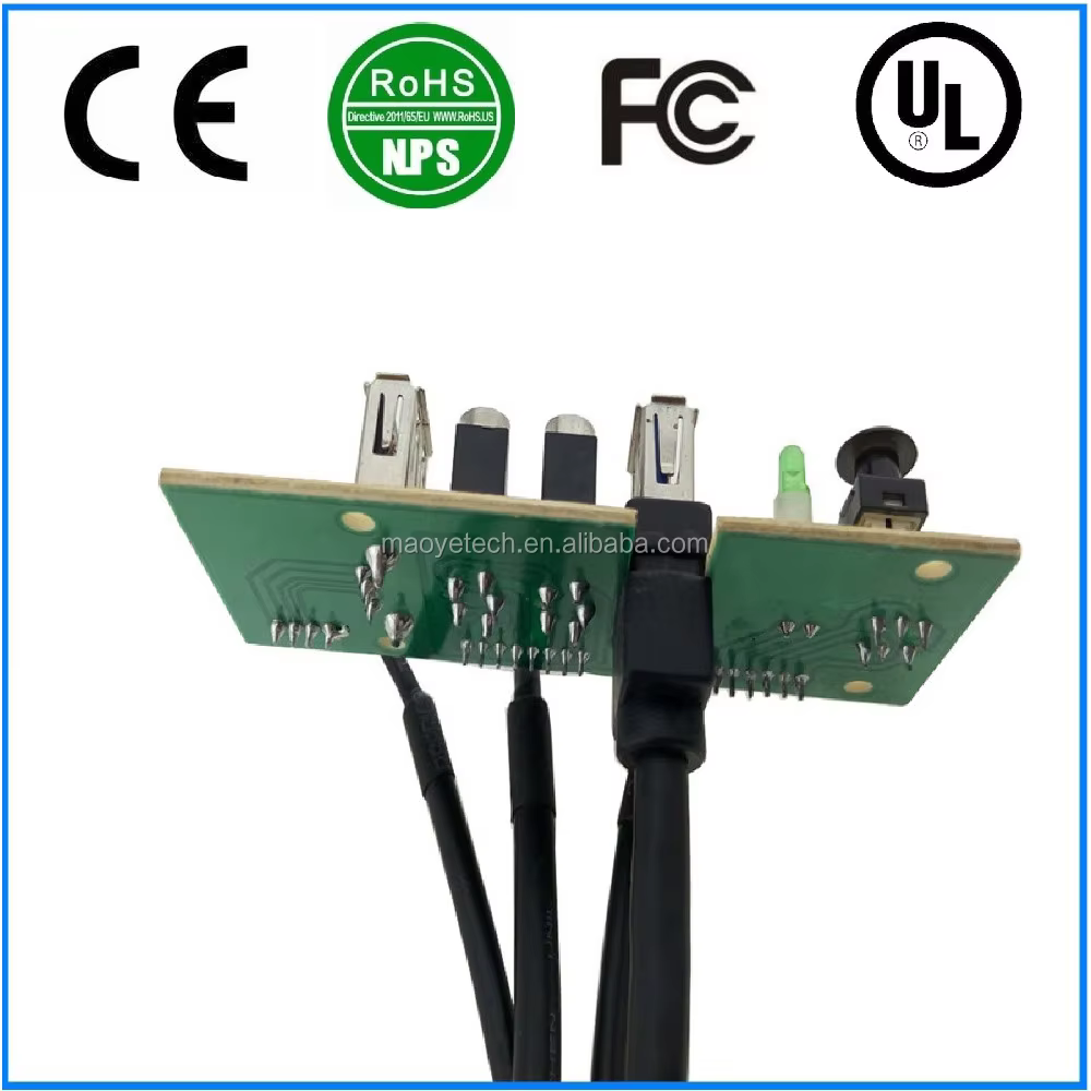 Desktop Computer Front Panel I/O Cable Assembly Dual USB3.0 HD Audio Power Reset Switch LED PVC for ATX/M-ATX/ITX Chassis Stock