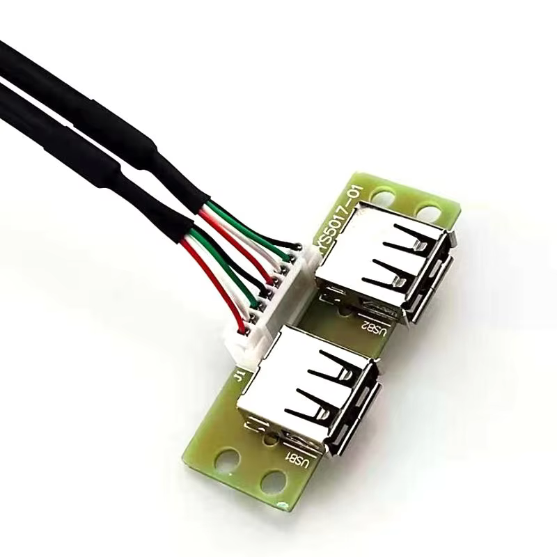 Dual USB2.0 Cable Mounted Motherboard PVC Jacket Computer Case Front Panel for PC