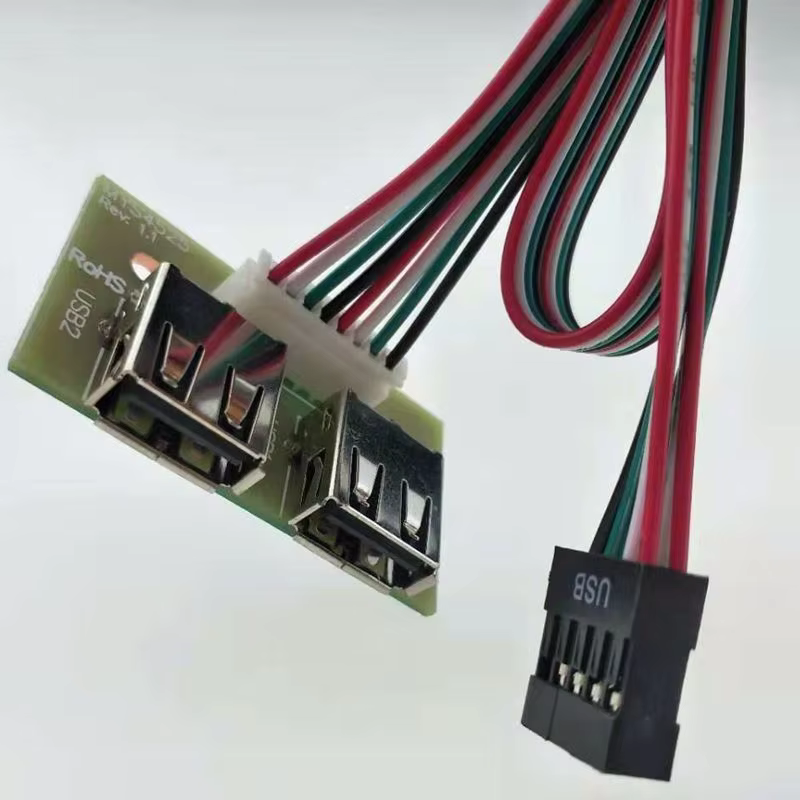 Dual USB2.0 Cable Mounted Motherboard PVC Jacket Computer Case Front Panel for PC