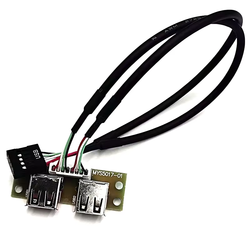 Dual USB2.0 Cable Mounted Motherboard PVC Jacket Computer Case Front Panel for PC