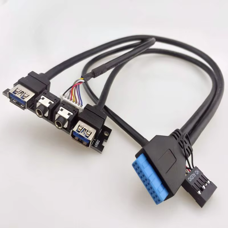 Computer Case Front Panel Dual USB3.0 + 2 HD AUDIO I/O Ports PC Board Cable
