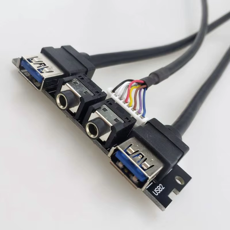 Computer Case Front Panel Dual USB3.0 + 2 HD AUDIO I/O Ports PC Board Cable