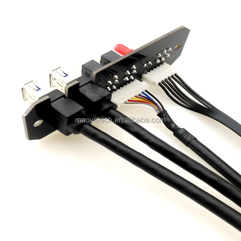 Computer Case Front Ports Panel Mounted Cable with Dual USB3.0 Cable and Power and Switch Cable