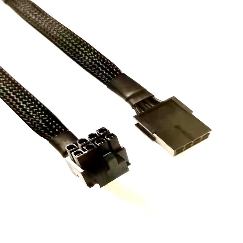 Low Profile 90 Degree 8pin Female to 8-pin Male PCI-E GPU Power Extension Cable for Computer Use with PVC/TPE Jacket
