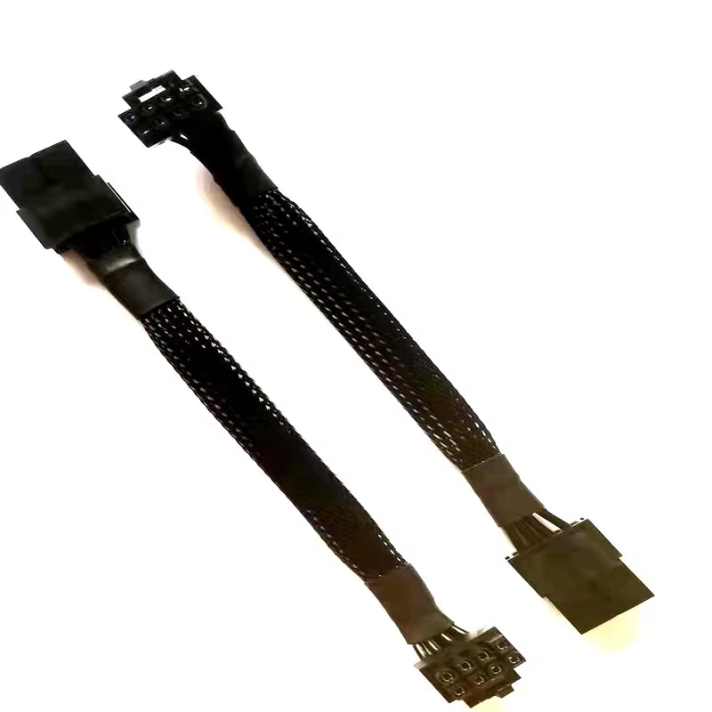 Low Profile 90 Degree 8pin Female to 8-pin Male PCI-E GPU Power Extension Cable for Computer Use with PVC/TPE Jacket
