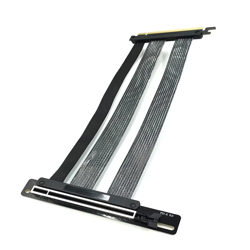 PCIe 5.0 Riser Cable 32GT/s X16 GPU Extension Black Color Compatible RTX 4090/5090 RX 7900XTX Backwards Computer Accessory