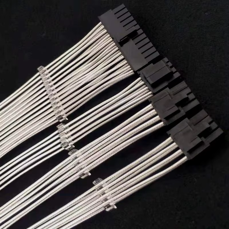 Silver Jacketed Wire Sleeved Extension Cable Kit ATX PCI-E Extension Power Supply Cable