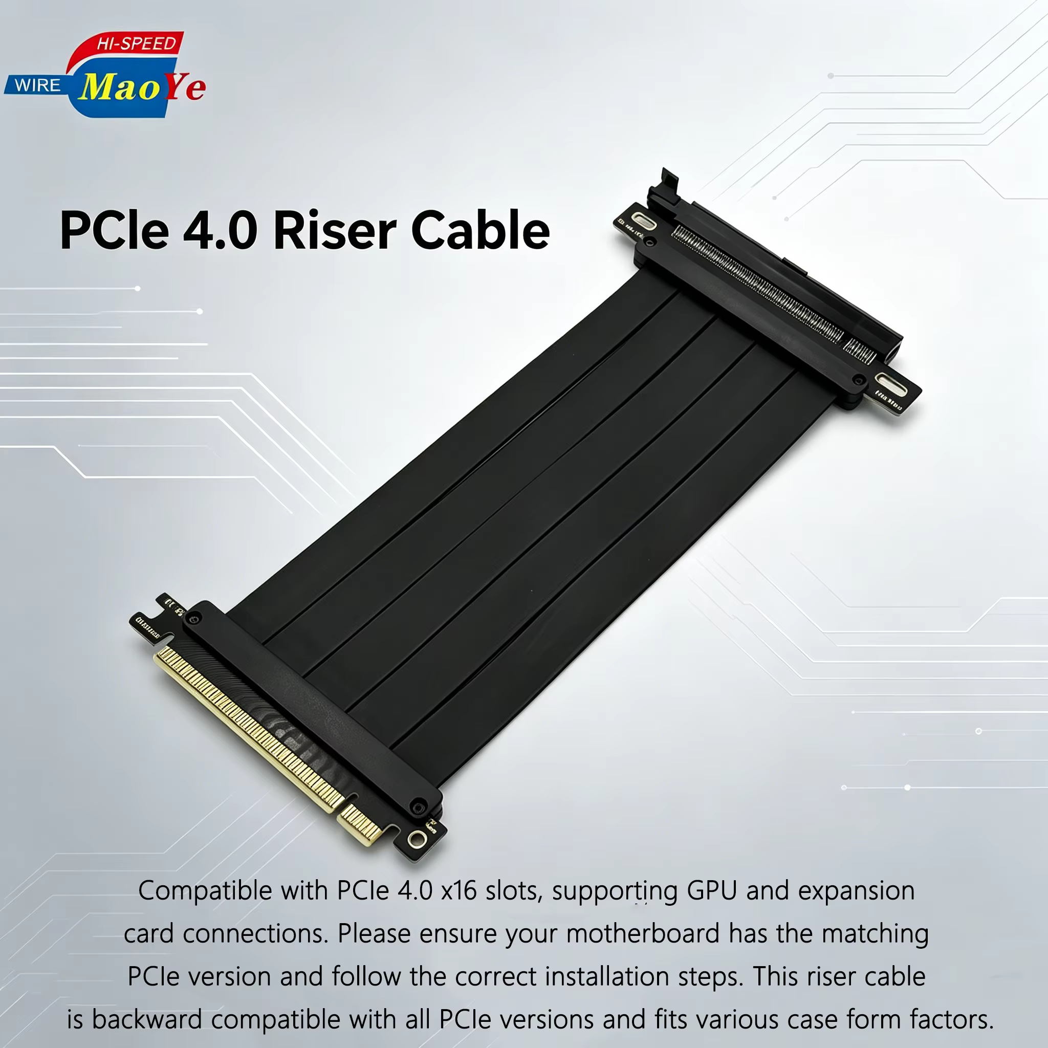 PCIe 4.0 X16 GPU Riser Cable Gen4 Graphics Card Extension 64GB/s for RTX 4090 RX 7900 XT Vertical GPU Mount Gaming PC Build