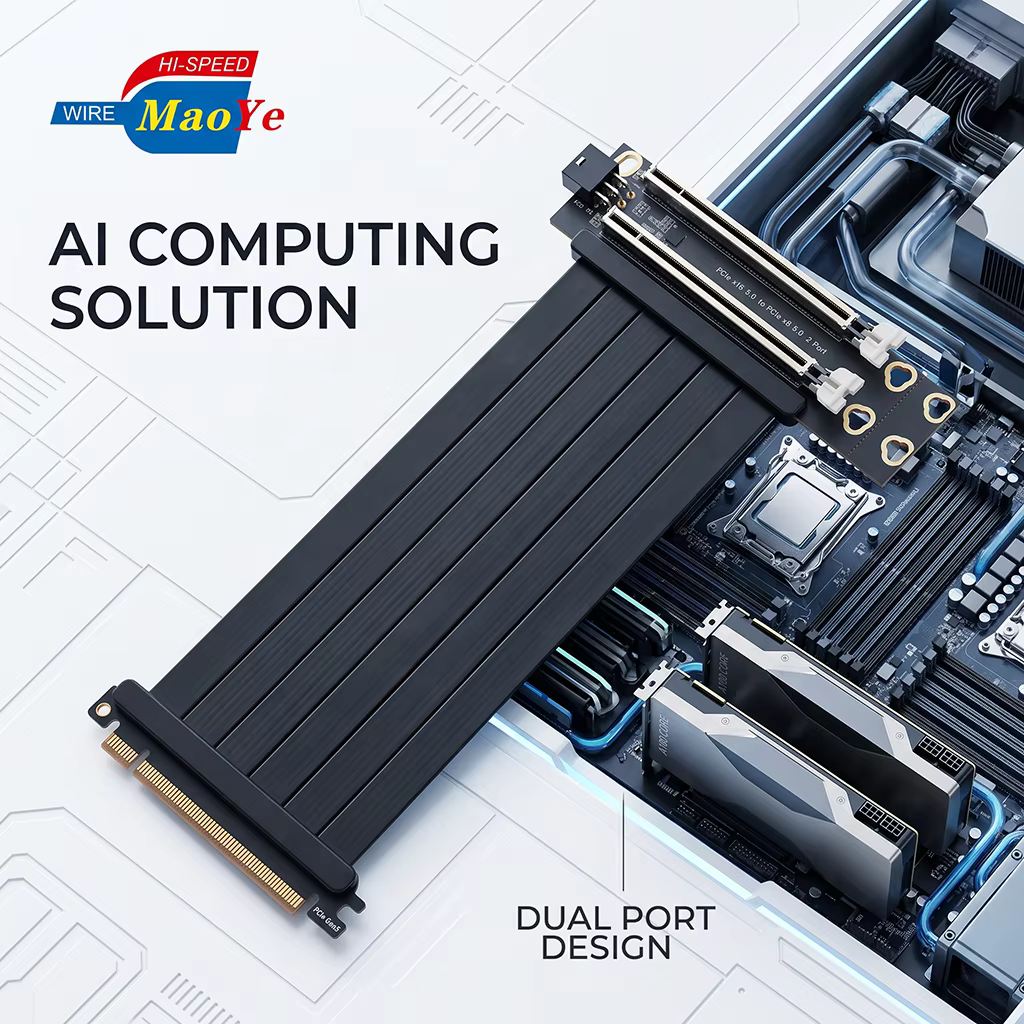 PCIe Gen5 X16 2 Port X8 Expansion Card No Performance Loss GPU Riser for AI Computing Workstation Server Stock Anti Interference