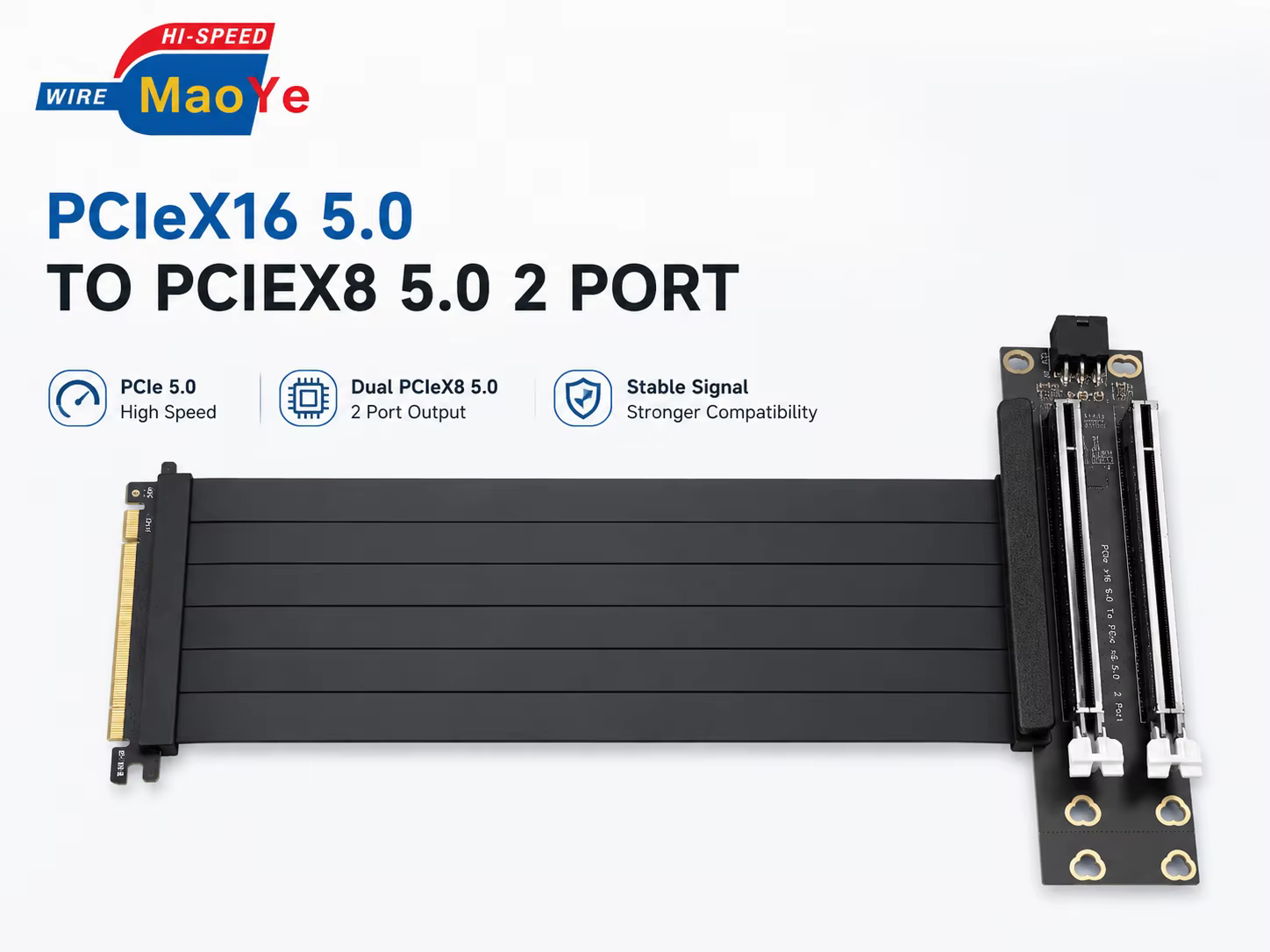 PCIe Gen5 X16 2 Port X8 Expansion Card No Performance Loss GPU Riser for AI Computing Workstation Server Stock Anti Interference