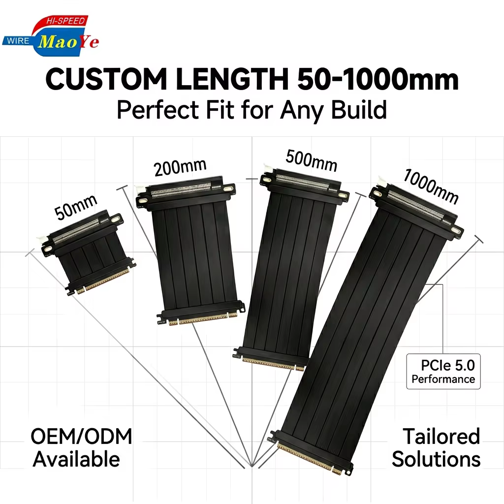 Compact Space Saving PCIe 5.0 Riser Cable with Anti-Interference for Computer Small Chassis and Integrated Electronic Devices