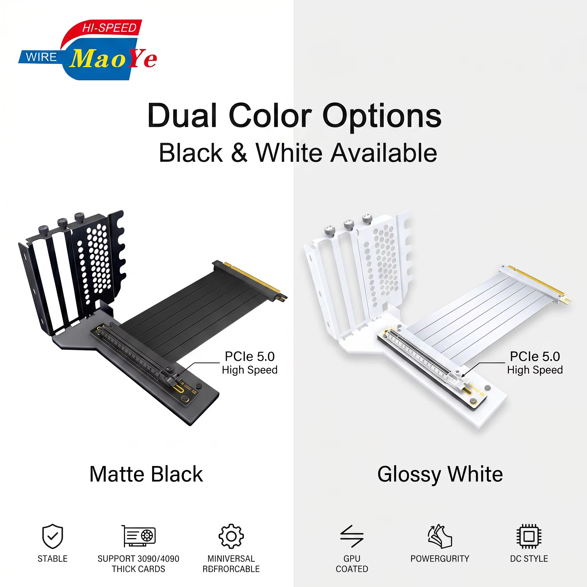 PCIe 5.0 4.0 3.0 X16 Riser Cable GPU Extension Cable High Speed Shielded Flexible PCI Express Extender for AI Server