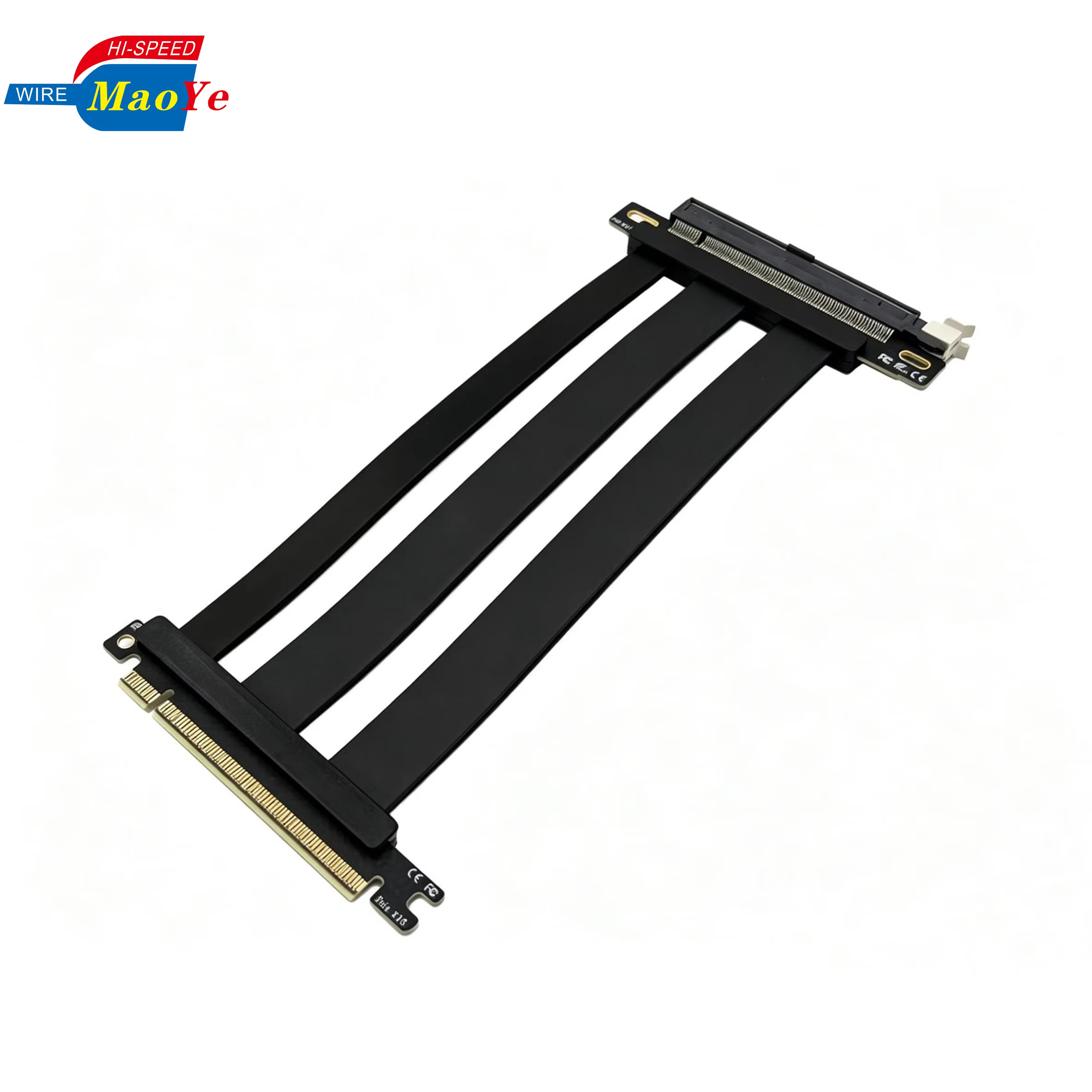 Industrial PCIe 5.0 X16 Riser Cable Silver Plated Copper 2 Ports Server Computer High-Speed GPU Extension Anti-Interference/EMI
