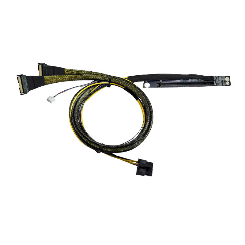 PCIE 6.0 CEM Riser Cable PCIe6.0 SLOT 16X to MCIO 8X *2+HSG PH4.2 8P+HSG PH2.0 4P Cable