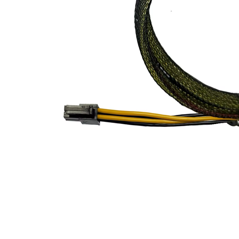 PCIe 6.0 16X CEM to MCIO 8X *2PORT + PH3.0 4P CEM Riser Cable Stackable Single Layer