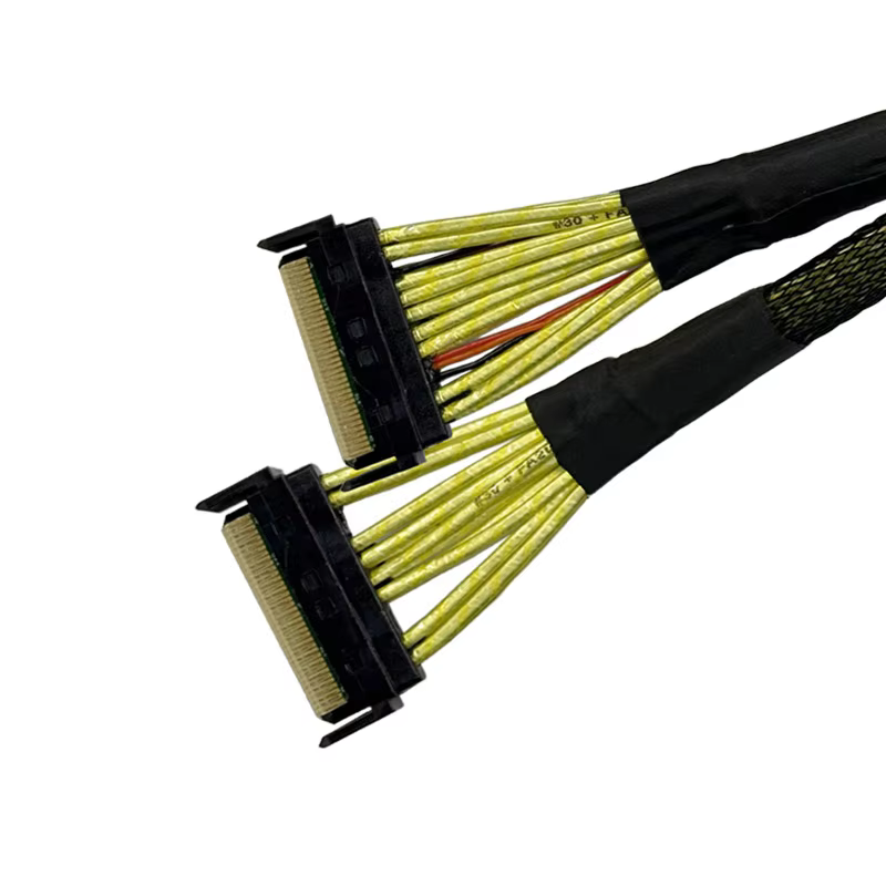 PCIe 6.0 16X CEM to MCIO 8X *2PORT + PH3.0 4P CEM Riser Cable Stackable Single Layer
