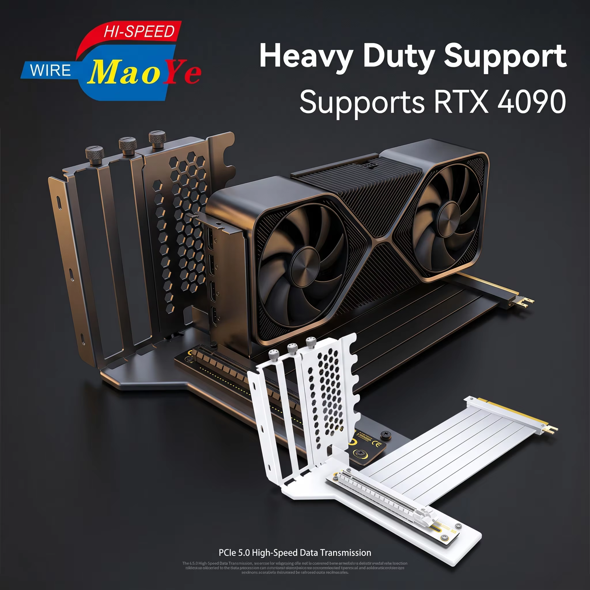 MaoYe PCIe 5.0 GPU Vertical Mount Bracket Riser Cable One Kit Fits All PCs Server Compatible No Compatibility Issues Stock