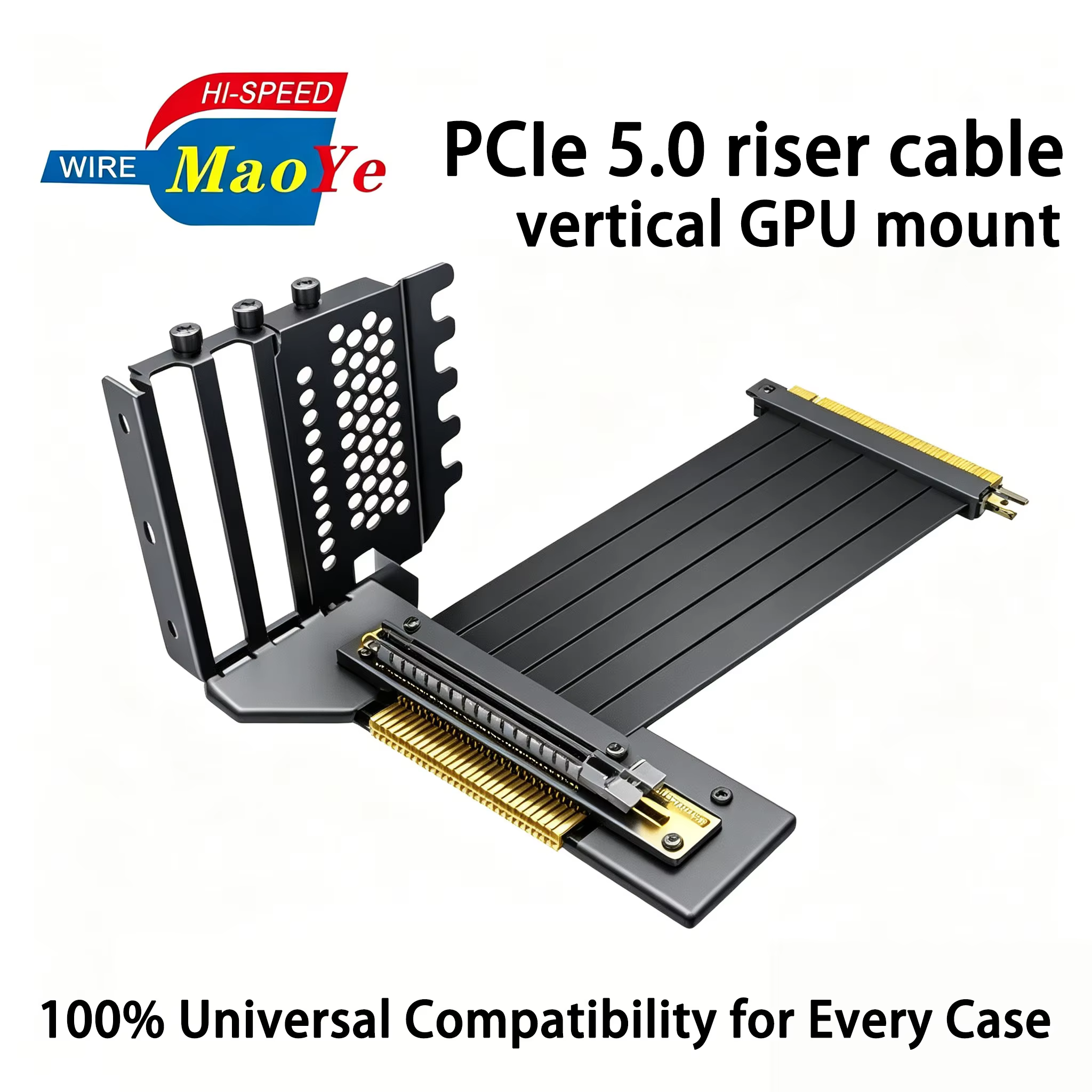 GPU Vertical Mount Bracket with PCIe 5.0 X16 Riser Cable 128Gbps Fits RTX 5090/4090 ATX/ITX/SFF Server Cases OEM in Stock