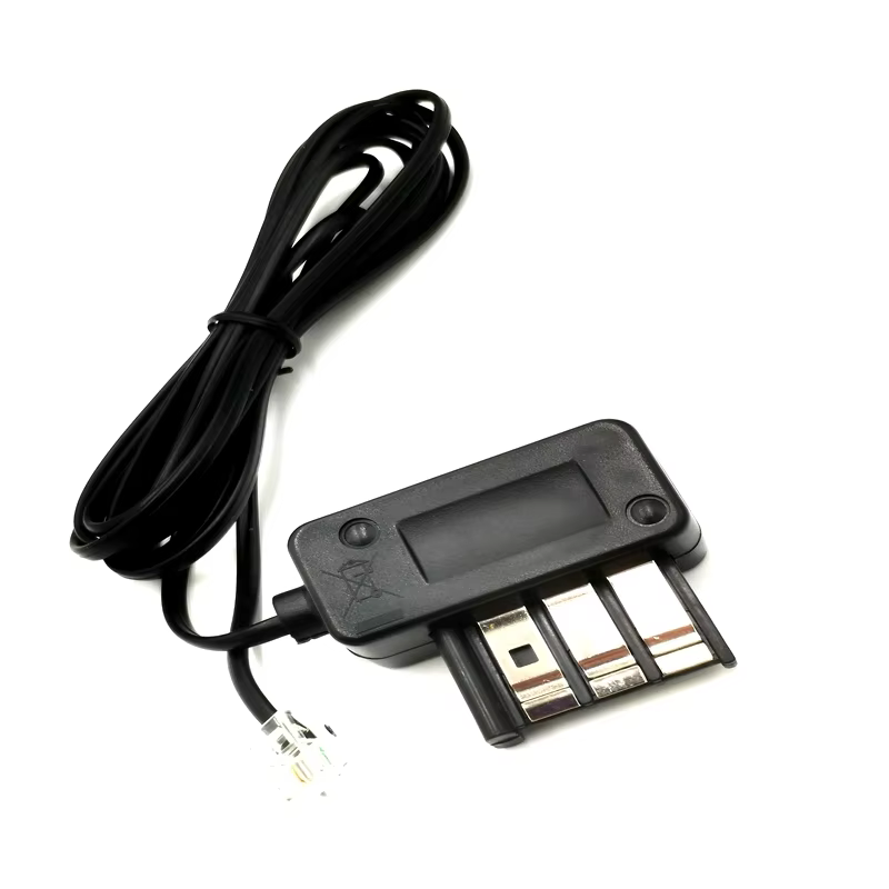 RJ45/RJ11 Outgoing Power Supply Adapter with Cable Wire Signal French Telephone ABS Black for Telephone