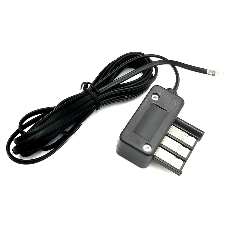 RJ45/RJ11 Outgoing Power Supply Adapter with Cable Wire Signal French Telephone ABS Black for Telephone