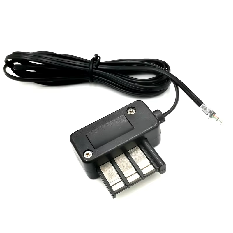 RJ45/RJ11 Outgoing Power Supply Adapter with Cable Wire Signal French Telephone ABS Black for Telephone