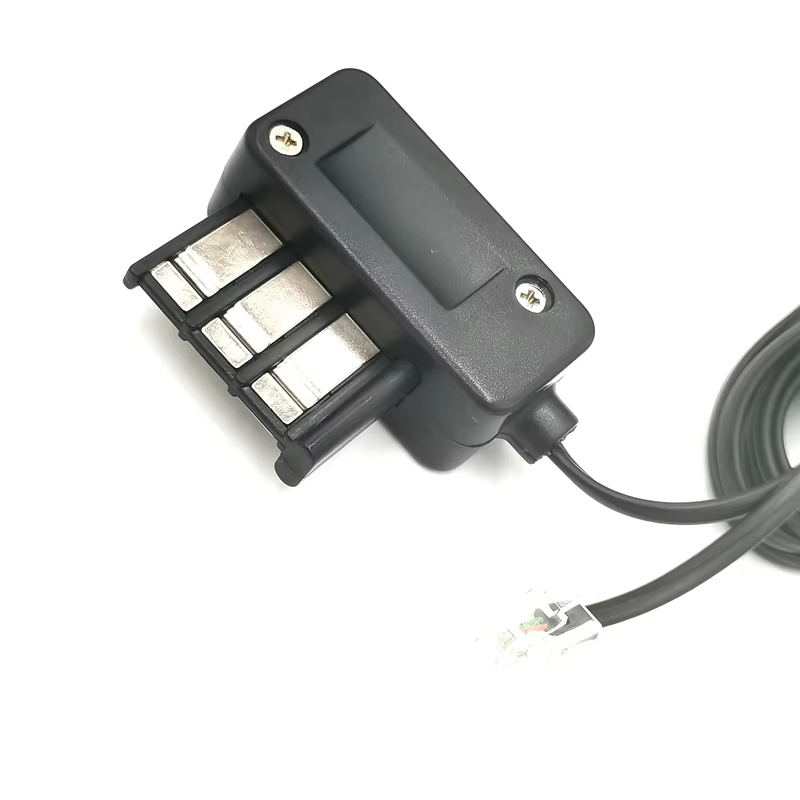 RJ45/RJ11 Outgoing Power Supply Adapter with Cable Wire Signal French Telephone ABS Black for Telephone