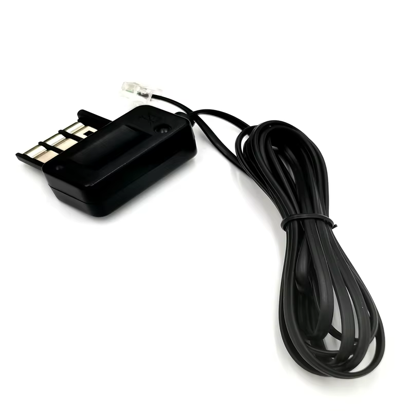 RJ45/RJ11 Outgoing Power Supply Adapter with Cable Wire Signal French Telephone ABS Black for Telephone