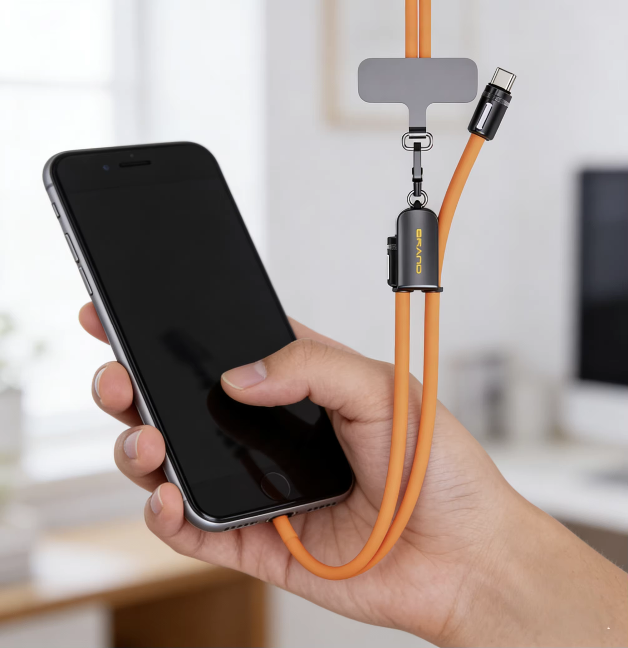 Cross-border Neck Strap Phone Lanyard 2-in-1 Charging Cable with PD60W Type-C Port
