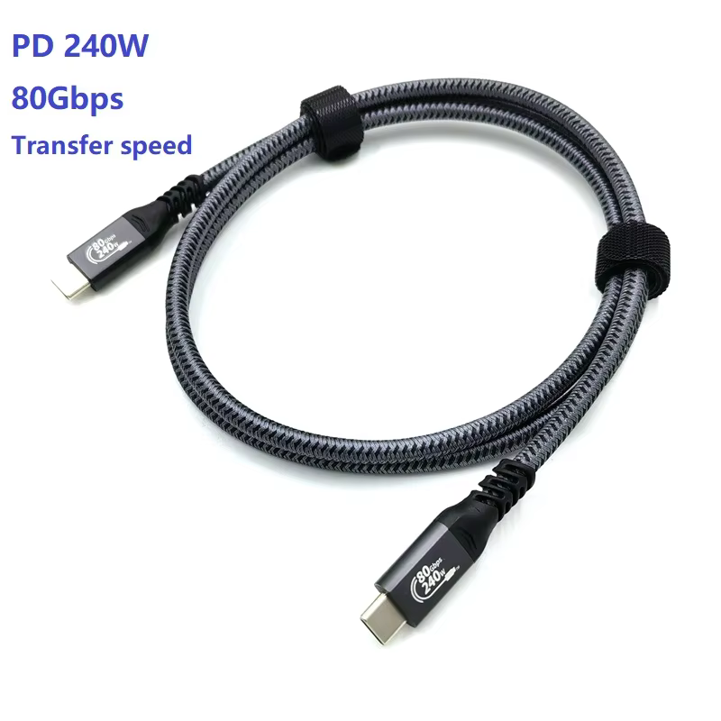 USB4 V2.0 80 Gbps 8K 60Hz Compatible Thunderbolt 5 PD 240W Gen4 5A Fast Charging Pure Copper Braid Nylon USB Type-C Data Camera