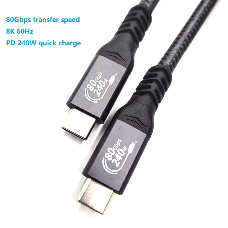USB4 V2.0 80 Gbps 8K 60Hz Compatible Thunderbolt 5 PD 240W Gen4 5A Fast Charging Pure Copper Braid Nylon USB Type-C Data Camera