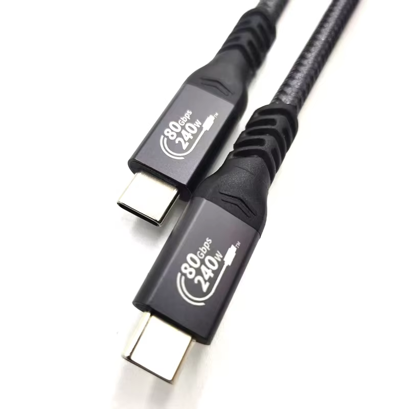 USB4 V2.0 80 Gbps 8K 60Hz Compatible Thunderbolt 5 PD 240W Gen4 5A Fast Charging Pure Copper Braid Nylon USB Type-C Data Camera