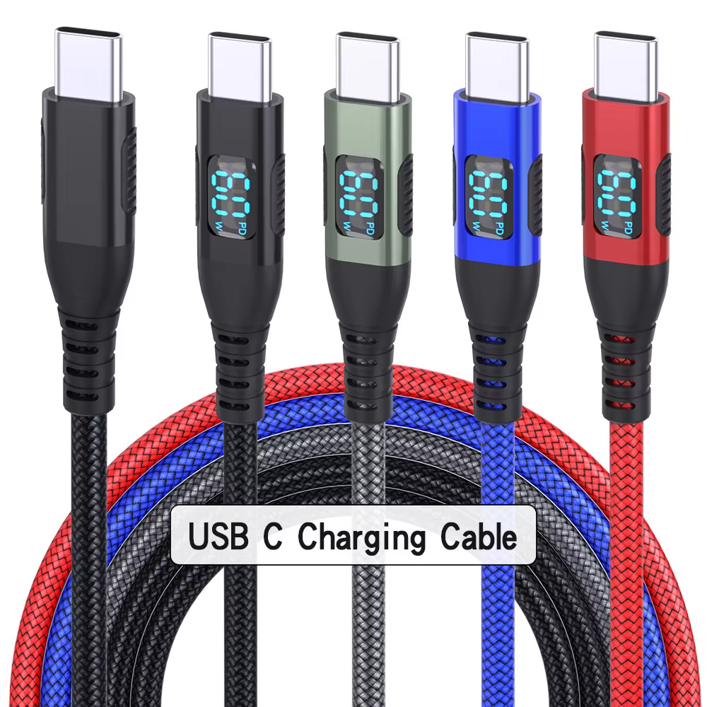 USB C Digital Display Quick Charger Cable Super Fast 100W/60W Charge Nylon Jacket for Notebook-Compatible with for Apple for Hua
