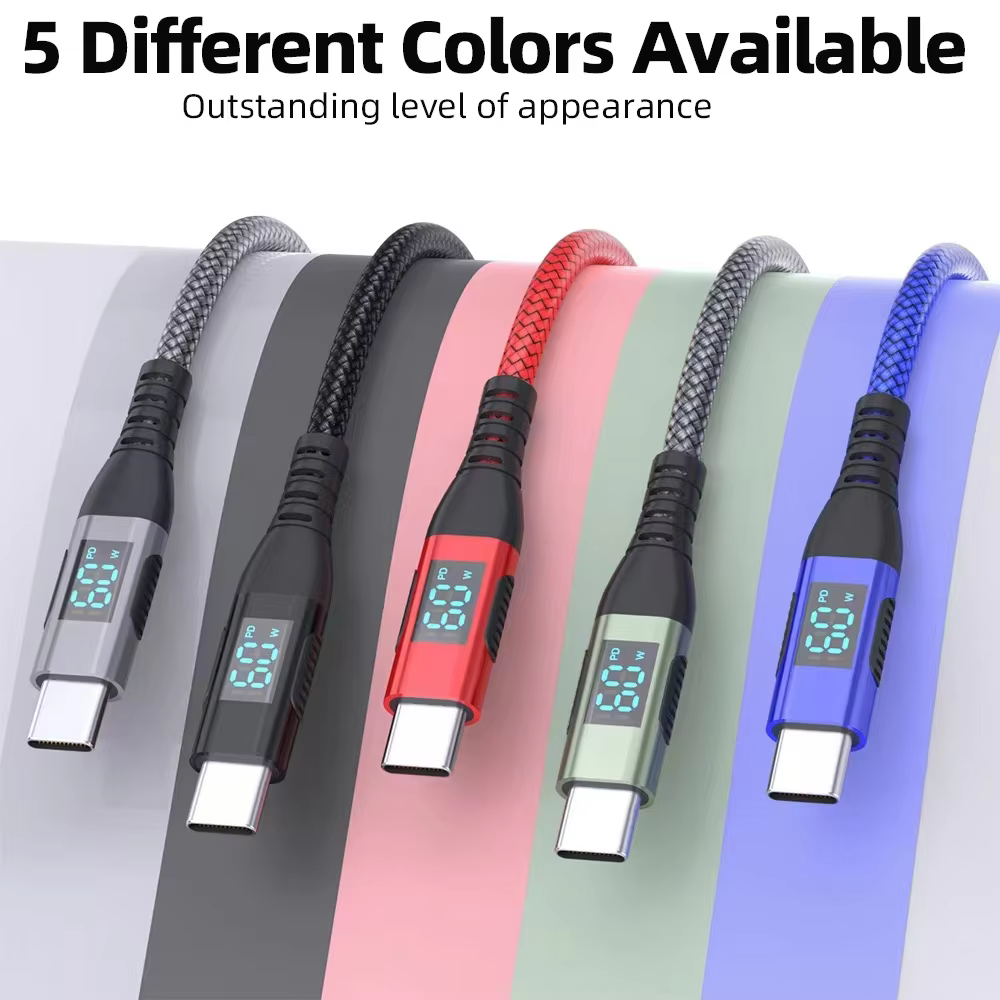 USB C Digital Display Quick Charger Cable Super Fast 100W/60W Charge Nylon Jacket for Notebook-Compatible with for Apple for Hua