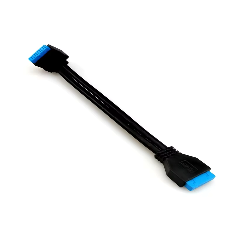 Straight 20pin to 90 Degree USB 3.0 Cable with Tinned Copper Conductor 3A Fast Charging PVC Jacket for Computer & Mobile Phone