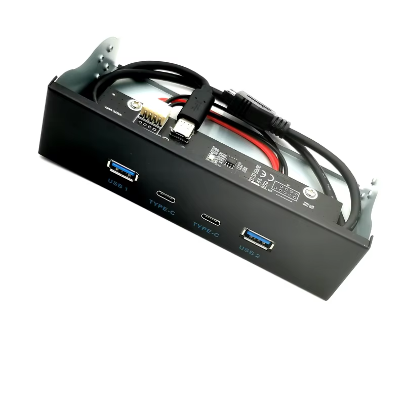 5.25" Inch USB 3.0 and Type C Metal Front Panel USB Hub With 15 Pin SATA Power Connector Hub