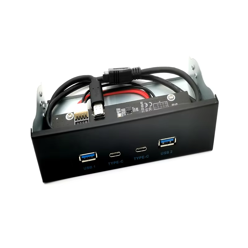 5.25″ Inch USB 3.0 and Type C Metal Front Panel USB Hub With 15 Pin SATA Power Connector Hub