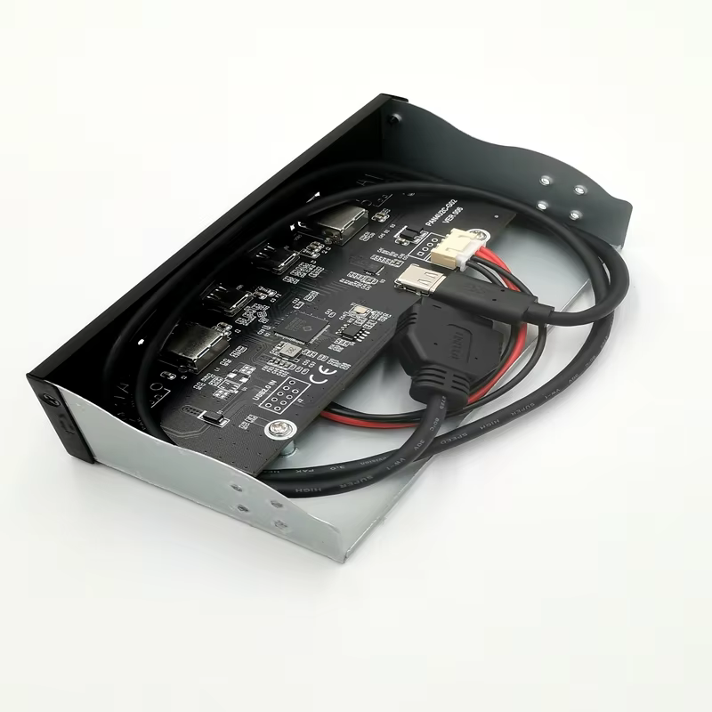 5.25″ Inch USB 3.0 and Type C Metal Front Panel USB Hub With 15 Pin SATA Power Connector Hub