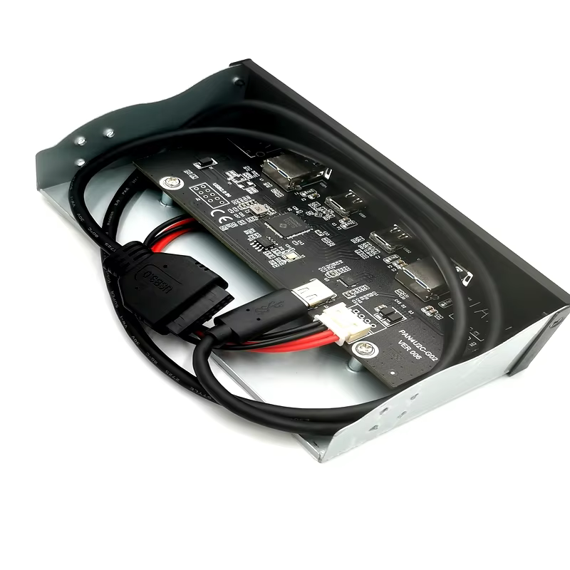 5.25″ Inch USB 3.0 and Type C Metal Front Panel USB Hub With 15 Pin SATA Power Connector Hub