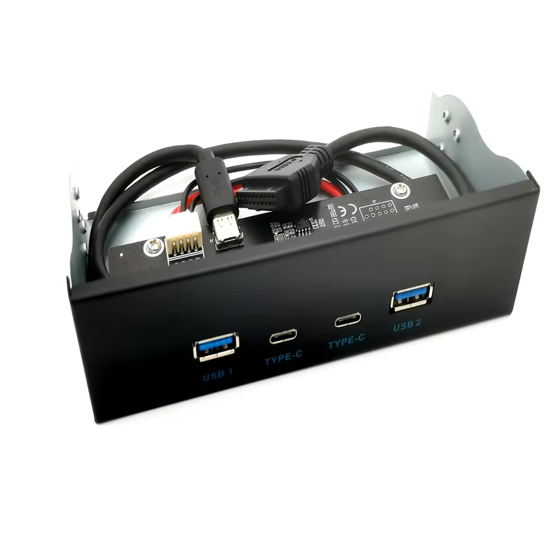 5.25″ Inch USB 3.0 and Type C Metal Front Panel USB Hub With 15 Pin SATA Power Connector Hub