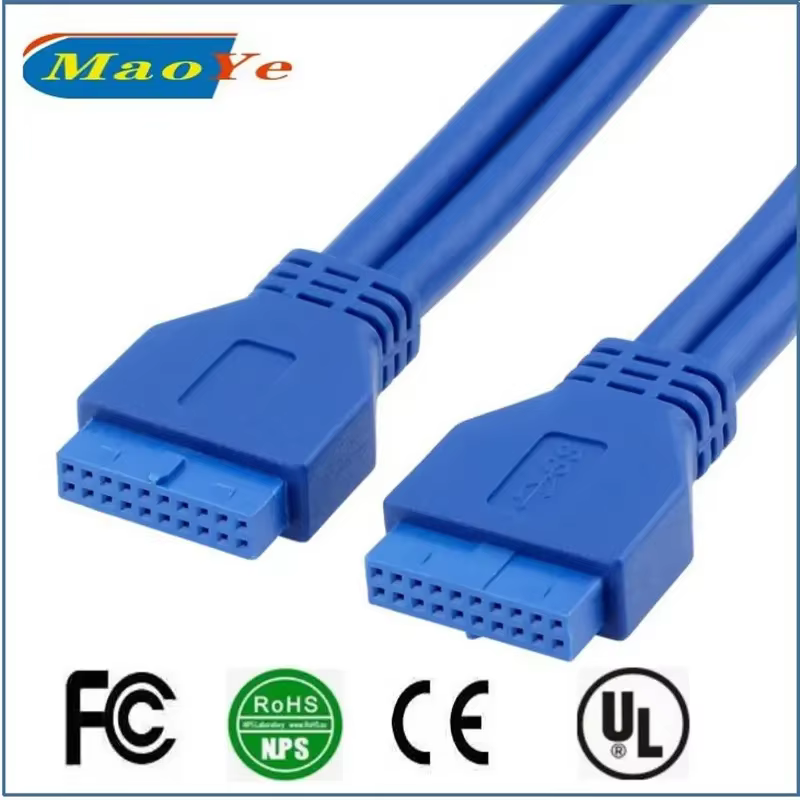 High Quality USB3.0 20Pin Female Female Extension Cable Braid Shielding 3A Fast Charging PVC Material for Computer Motherboard