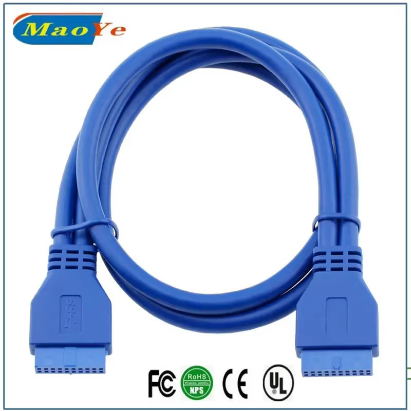High Quality USB3.0 20Pin Female Female Extension Cable Braid Shielding 3A Fast Charging PVC Material for Computer Motherboard