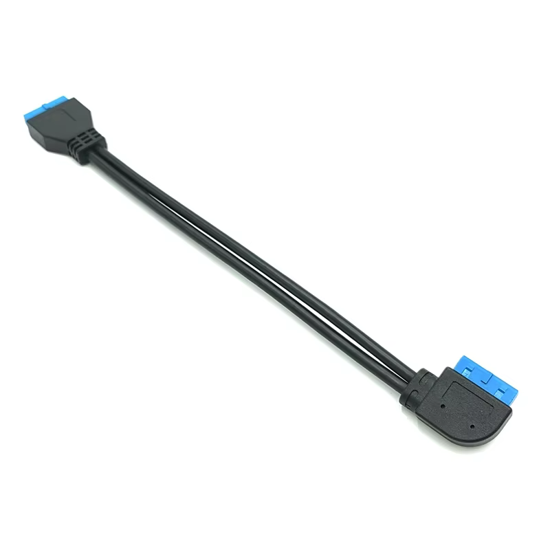Maoye Angel Blue and Black 20pin to Straight Dual USB3.0 3A Fast Charging PVC Data Cable for Computer Use