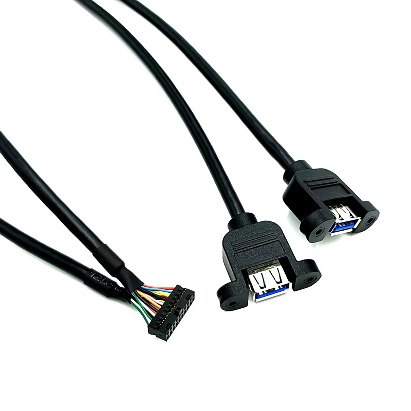 Dual USB3.0 a Female to Mini 20pin USB3.0 Extension Computer case with Screw Lock Panel Cable