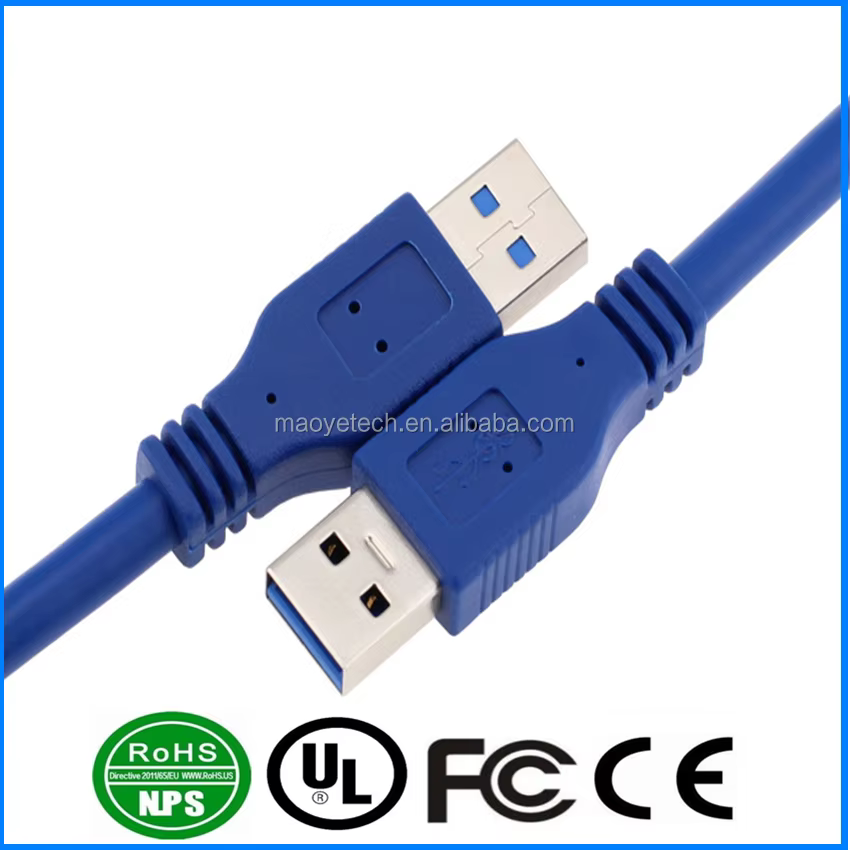 USB3.0 AM to AM Superspeed Data Cable for Computer & Portable Hard Drive with 3A Fast Charging and Braided Shielding