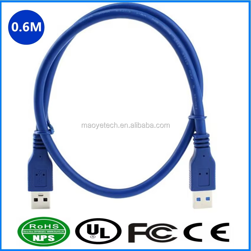 USB3.0 AM to AM Superspeed Data Cable for Computer & Portable Hard Drive with 3A Fast Charging and Braided Shielding