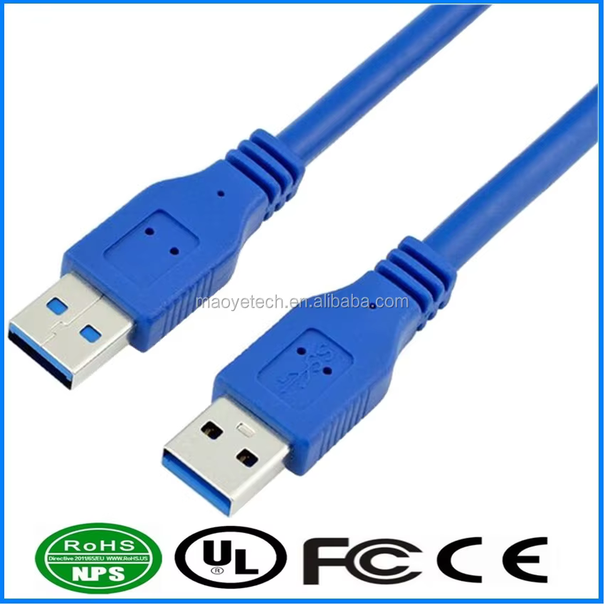 USB3.0 AM to AM Superspeed Data Cable for Computer & Portable Hard Drive with 3A Fast Charging and Braided Shielding